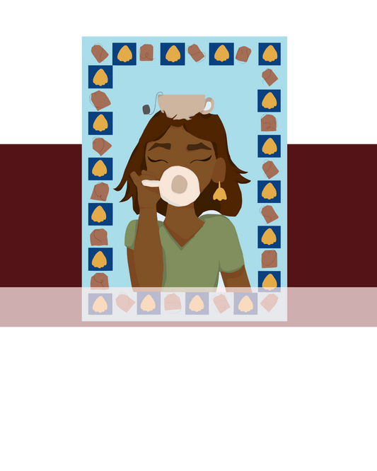 Sipping Chai vinyl Glossy sticker