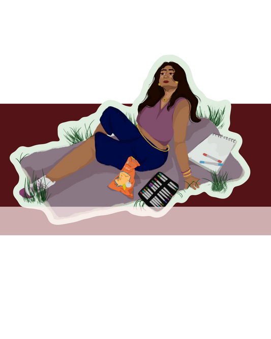 Chilling in the mountains vinyl glossy sticker