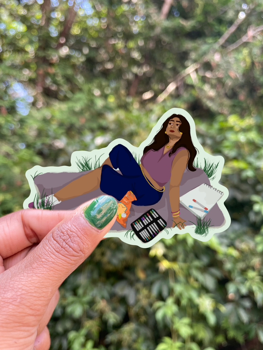 Chilling in the mountains vinyl glossy sticker