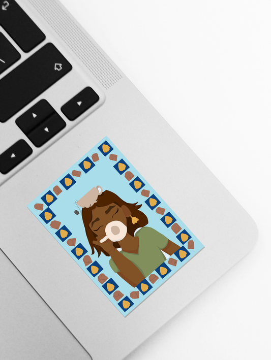 Sipping Chai vinyl Glossy sticker